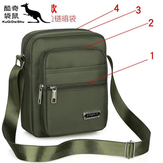 
KUQIDAISHU men's bag casual shoulder bag Oxford cloth small backpack men's bag casual crossbody bag canvas bag portable business trend Y3519 four-pull-black