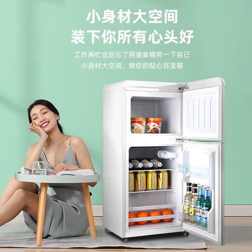 Chigo Retro Refrigerator Small Large Capacity Home Rental Refrigerator Cosmetics Internet Celebrity Refrigerator Freezer First-Class Energy Efficiency Small Refrigerator Energy Saving 72L White Retro Model