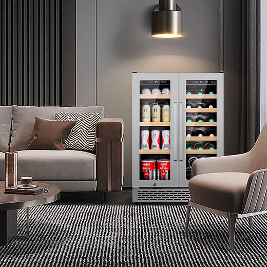 Xinchao Consulting Discount Embedded red wine cabinet with constant temperature and humidity control double-door wine cabinet for home living room small wine and liquor cabinet fresh-keeping refrigerated beverage display cabinet 166B 166B double-door wine cabinet ice bar can be embedded 126L