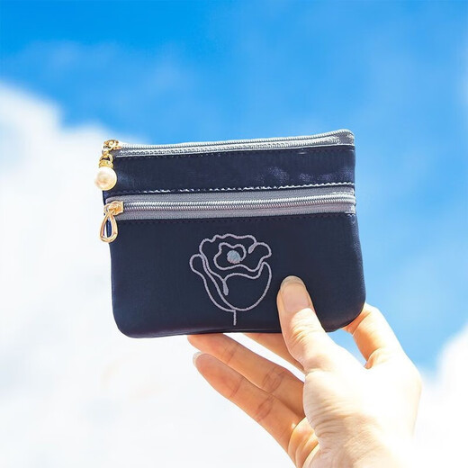 Gu Jianmu Coin Wallet Mini Small Small Small Fashion Coréen Student Student Key Coin Card Card Sac Fabric Short Small Wallet Berlin Bleu foncé