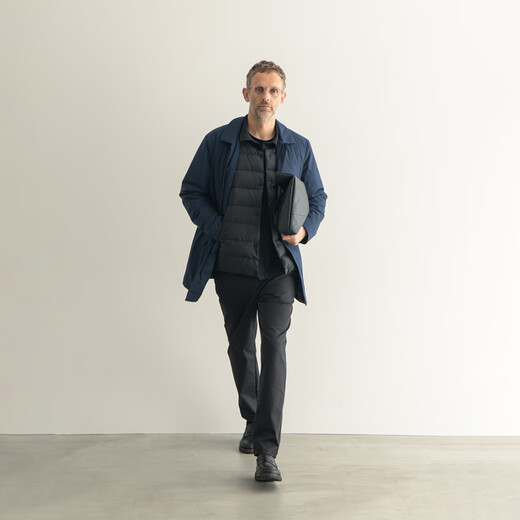 CARE OF LORD Navigator Series Gold Label Primaloft Men's Autumn and Winter Lapel Mid-Length Commuting Cotton Jacket 8633 Classic Black XL