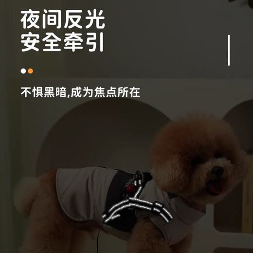 宠物狗狗衣服秋冬款羽绒服保暖小狗小型犬泰迪博美可牵引冬季马甲 蓝色1484送牵引绳保暖加厚 6XL XL