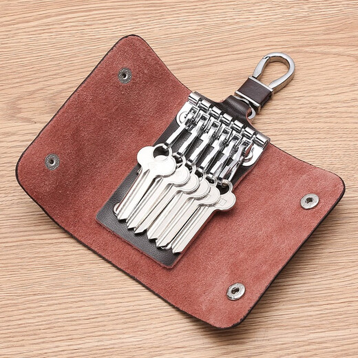 MAIWEINI key bag for men's real leather waist hanging keychain for home large capacity women's fashion Korean multi-function car lock key bag black [6 key positions]