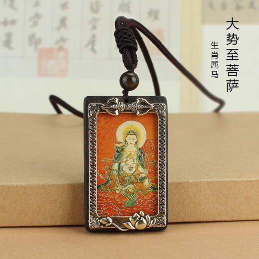 Mr. Ouyang Tibetan Thangka Wood Pendant Eight Guardian Saints Twelve Zodiac Year Buddha Necklace Pendant Jewelry Men Golden Sun Tathagata Necklace A27-207