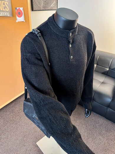 ZHUYIFAN ZHUYIFAN Xiaohongshu's same style Lei Jun gray sweater large size Henry collar sweater men's lazy style inner wear off-white M