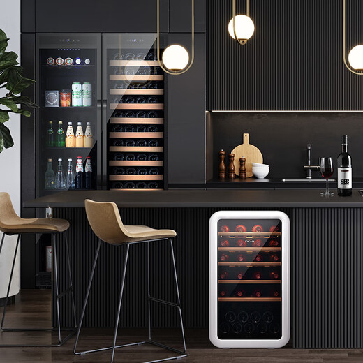 Xinchao recommended red wine cabinet, constant temperature wine cabinet, household retro small wine cabinet, air-cooled frost-free beverage tea JC-130A (Haoyue White) air-cooled frost-free - first-level energy