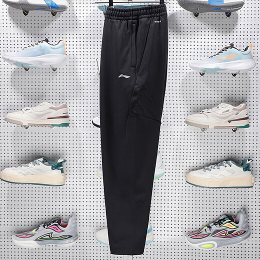 Li Ning sweatpants men's 2023 winter new fitness series straight warm plus fleece casual versatile slut pants AKLT795 AKLT795-3 black L/175