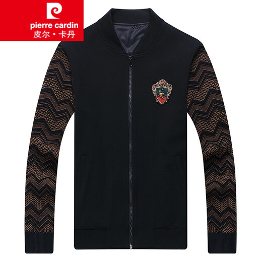 Pierre cardin sweatshirt men's sports suit men's spring and autumn casual two-piece set trendy and versatile handsome pants clothes jacket knit black 6628 180/92A