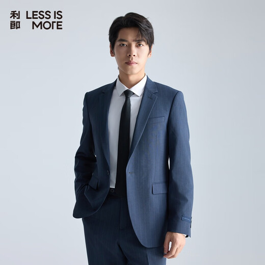 Lilang double stretch striped suit men's moisture-absorbent breathable fashion suit suit gray blue 170A