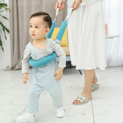 Clcey Baby Kleinkind Walking-Artefakt gegen Länge und Anti-Fall-Sicherheitstraktionsseil Dual-Purple-U-förmige Kindertraktionsgürtel Kristallvernt-Wasserblau
