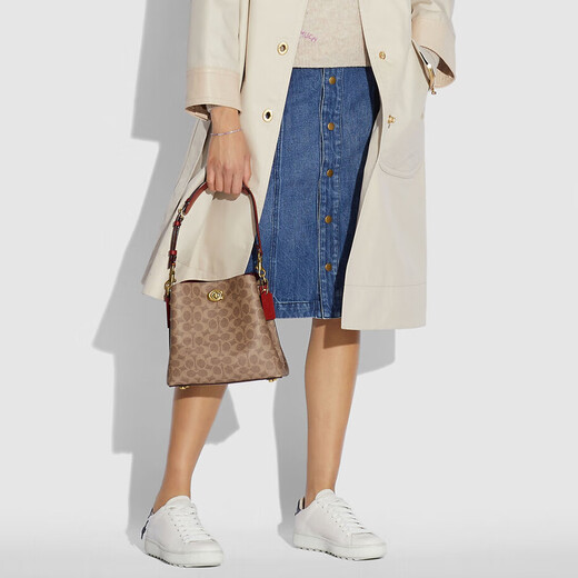 Coach (Coach) Frauen Theke Stil Willow Serie Bucket Bag Handtasche Mode One-Shoulder Crossbody Body Women's Bag Brown C3890B4NQ4 (22*11*22 cm)