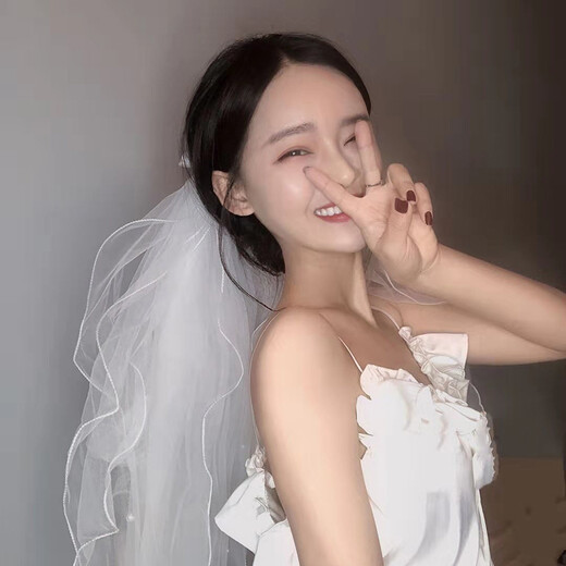 SHANGGE Veil Bow Beaded Wedding Dress Tiara Chinese Valentine's Day Confession Proposal High-end Props Photography Decorative Veil Double Curved Beaded Bow (Metal Hair Comb) 60cm