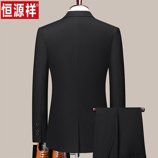 Hengyuanxiang high-end professional formal men's suit suit groom and best man wedding three-piece wool suit jacket gray (three pieces top + pants + shirt + tie) 160 (recommended 90-105 Jin Jin equals 0.5 kg)