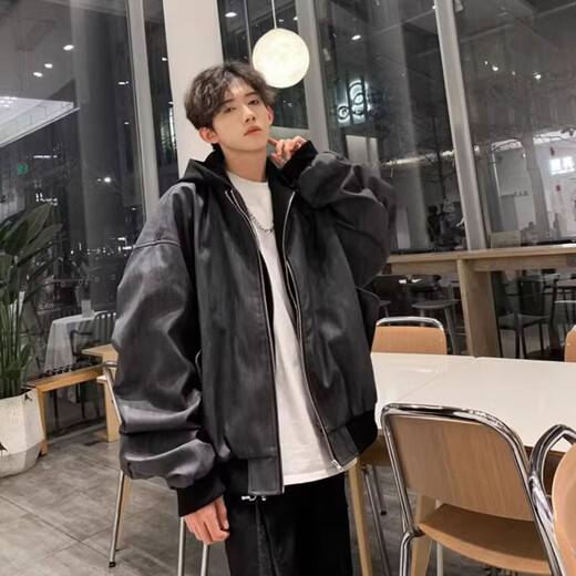7 excellent products casual quilted warm jacket men's autumn and winter handsome hunting jacket fake two-piece outdoor hooded baseball uniform top GWHG-MY31 black and gray quilted XL 170-175cm 155-180Jin Jin equals 0.5 kg