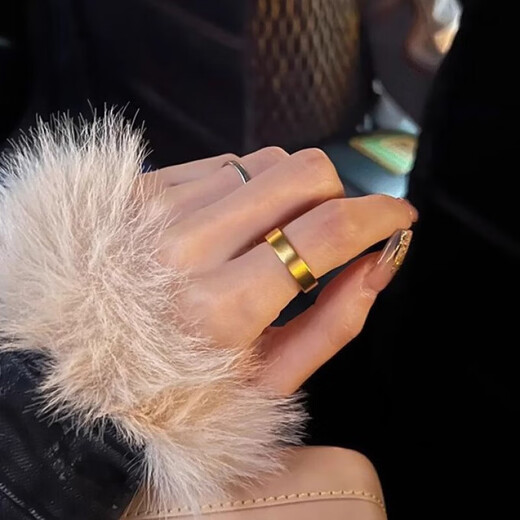 Jingruo gold au999 wide version of ancient traditional gold-wrapped silver ring for men and women, plain ring, couple ring engraved with gold 999, Hong Kong number 16