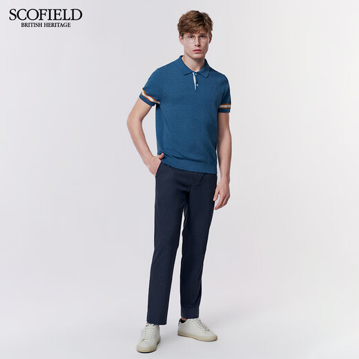 
Scofield new men's spring and autumn fashion casual trend comfortable short-sleeved pullover sweater blue L (175)