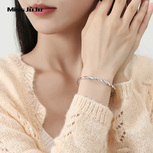 Miss JuJu platinum bracelet for women pt950 platinum Möbius strip push-pull bracelet, weight 24.75 grams, push-pull adjustable