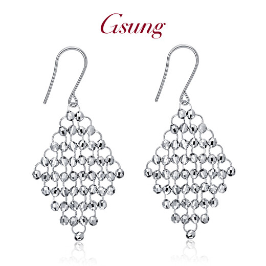GsunG platinum earrings for women PT950 new laser beads ear hooks platinum fashionable earrings boutique earrings price by gram contact before bidding