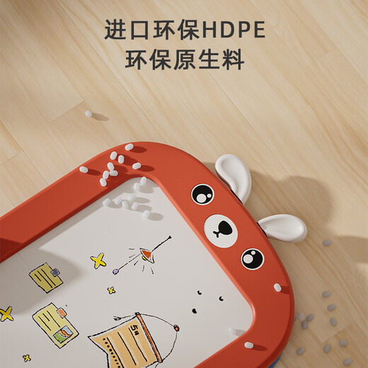凯蒂奥画板儿童支架式家用宝宝可擦无尘涂鸦写字板磁性小孩生日礼物玩具 【蓝红色】带：画笔*8+板擦+磁力 【礼盒装】小兔画板+小兔椅+积木