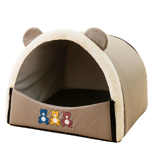 Hippidog kennel, universal for all seasons, removable and washable house-type small dog dog bed and cat kennel, closed winter warm pet kennel, Gray Bear M- (recommended weight within 10 Jin Jin is equal to 0.5 kg)