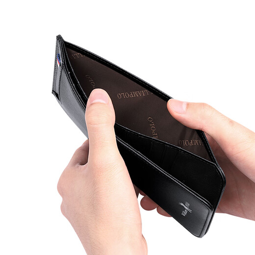 WILLIAMPOLO Emperor Paul Card Bag Men's Multi-card Slot Genuine Leather Long Ultra-Thin Card Bag Bank Card Case Card Clip Out of stock Do not take photos - A black - with large banknotes - 18