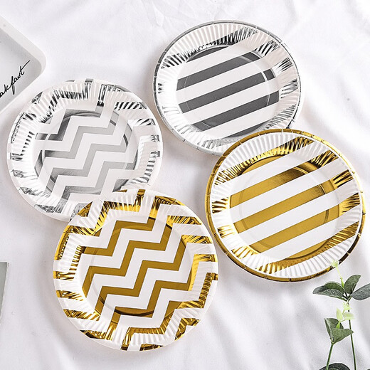 XUNIAN children's birthday party disposable plate picnic plate cake plate large paper plate dessert table decoration tableware 18*18cm golden five-pointed star 10 pieces