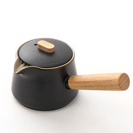 Qixuanyuan solid wood side handle black pottery teapot tea household urgent beard pot anti-scalding ceramic tea teapot teapot artifact