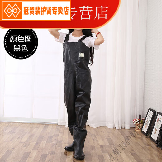 He Yangyu Tianzheng Honglian brand rubber canvas waders thickened wear-resistant fishing waterproof breeding half-length black-Tianzheng 38