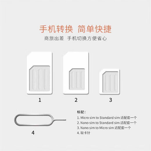 sim卡套适用iPhone4适用苹果4s卡托小卡转换中卡还原卡槽手机卡套 一套装【发一套】