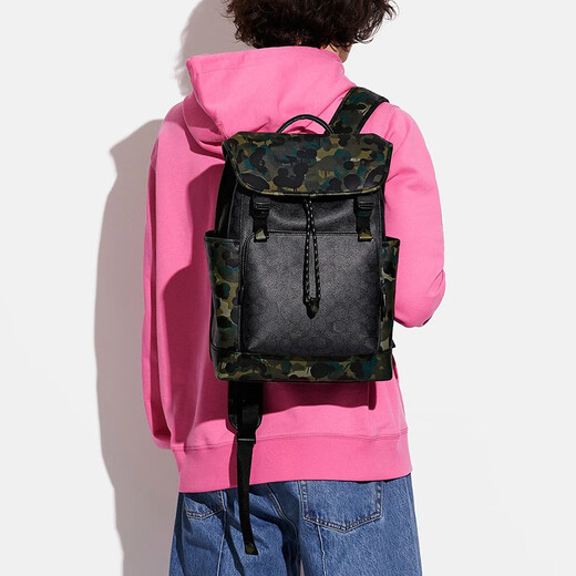 
CoaCH (COACH) [Shop Style] COACH Men's Bag League Flap Flip Calf leather backpack Men's shoulders C9734 Presbyterian + Camouflage