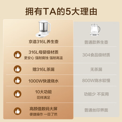 Health kettle made in Tokyo, 316L maternal and infant grade stainless steel 1.5L kettle, high heating power tea boiler kettle, 24-hour reservation, safe and dry-proofing, New Year's gift giving