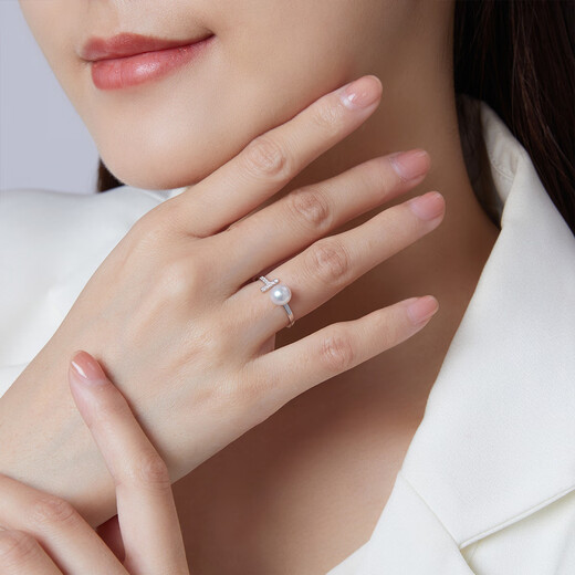 Queen of Pearls S925 silver inlaid 6-7mm nearly perfect round freshwater pearl ring for women live birthday gift for girls 6-7mm 12-13#