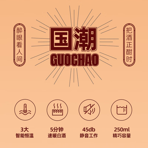 LOTOR wine warmer, electric milk warmer, wine warmer, wine scalding ceramic, rice wine, white wine heating pot, Chinese wine warming pot, health pot, palace red 0.25L gift box