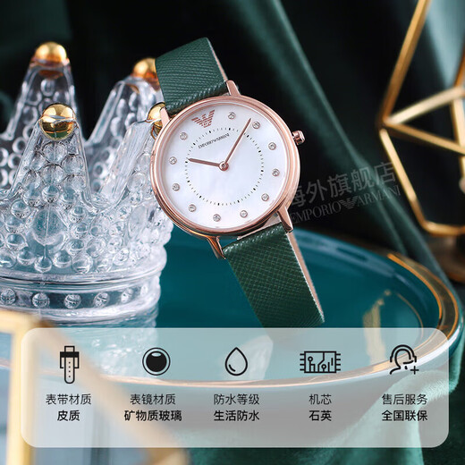 安普里奥·阿玛尼（Emporio Armani）阿玛尼手表女士皮带钢带简约复古满天星欧美腕表同价618送女友 百元女表AR11150
