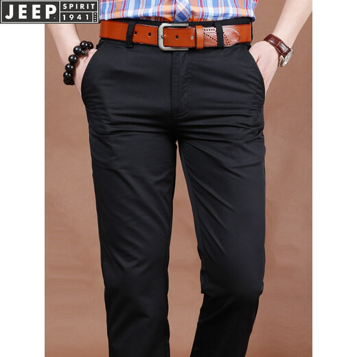 Jeep (Jeep) Herbst und Winter verdickte schwarze Herrenhosen Großgröße Casual Hosen Herren komfortable louse Business Casual Hosen Straight Hosen Hosen Dünn 5266 Militär Green-No Bullet 31