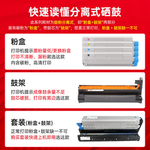 臻印彩适用OKI C831粉盒C833DN C833DNL C831DN C811DN C841打印机硒鼓 C811/C831/C841黑色鼓架-30000页