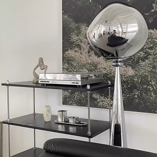 Zhongshuai high-end lava floor lamp post-modern light luxury living room bedroom study room decoration creative atmosphere Italian style H145 pearl black + smoke gray lampshade warm light