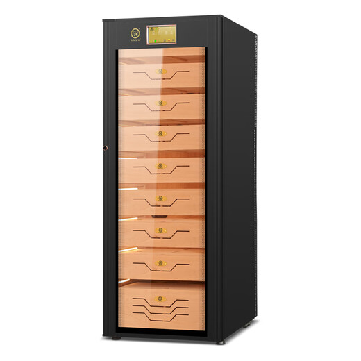 Bulldog cigar cabinet, constant temperature and humidity, humidification, eggplant cultivation, humidity control, ammonia removal, red wine compressor, WiFi solid wood shell, cedar wood, German fingerprint password lock, high-end divine dog VC528PLUS VC528PLUS divine dog with fingerprint password lock WiFi+ black