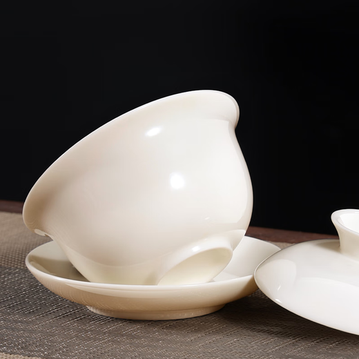 PAKCHOICE tea set complete set mutton fat jade white porcelain Kung Fu tea set ceramic tea cup gift box father's birthday gift