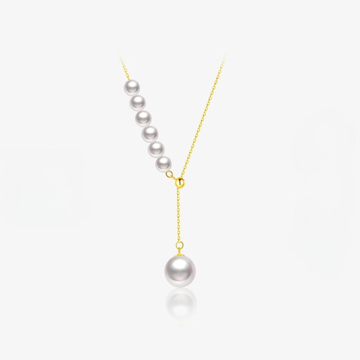 Muqin Seawater Akoya Pearl Smile Necklace 18K Gold Pendant Clavicle Chain Necklace Fashionable and Versatile Gift for Girlfriend 18K Rose Gold 4.5-5mm+7-7.5mm