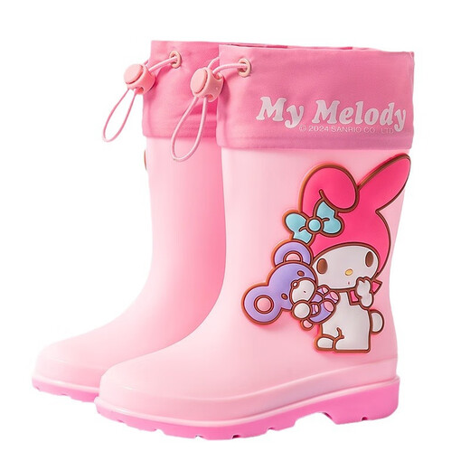 Новые водонепроницаемые привязки для шнурки Sanrio Kulomi Melody Детская обувь средней дождь девочки Студенческие резиновые сапоги 248073 Куломи пряжка + хлопковое внутреннее дно 200 мм [внутренняя длина 20,6 см]