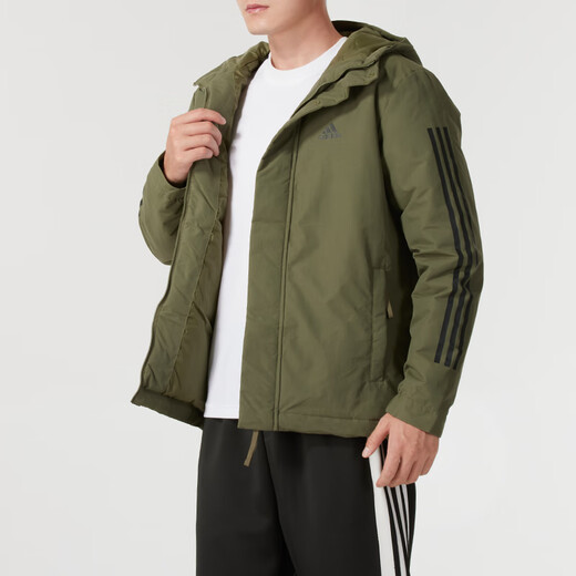 阿迪达斯 （adidas）外套男女棉服2024冬季新款户外防寒服宽松防风保暖连帽棉衣运动服 IV9230/岩层橄榄绿 XL