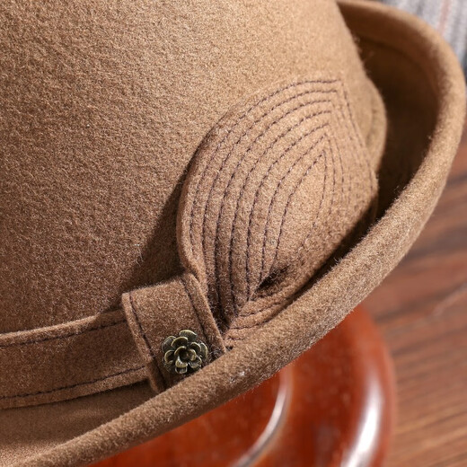 Buta Hat Women's Winter British Retro Hat Versatile Woolen Fisherman Hat Warm and Fashionable Curly Basin Hat Camel