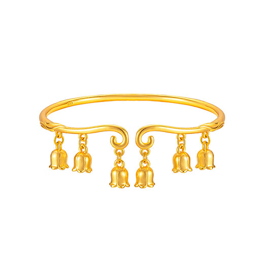 Fat Donglai's same style women's bracelet, new ancient golden bracelet, 18k lily of the valley bracelet, 3D hard gold bracelet, lily of the valley bracelet