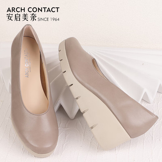 Anqi Mina Single Shoes Spring Японская удобная клиновая женская женская обувь универсальная кожа