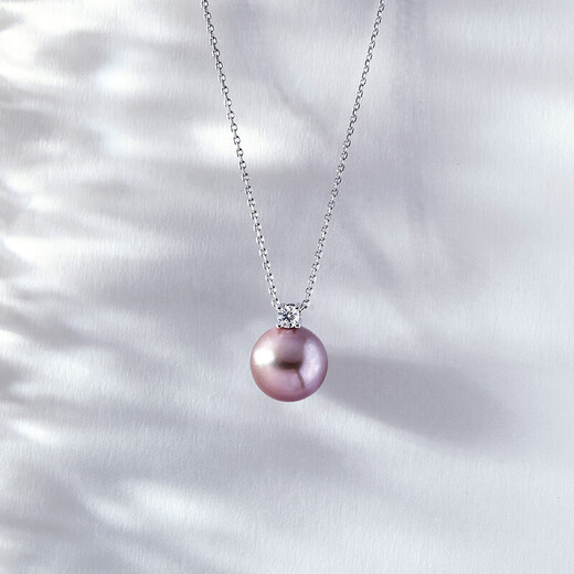 Princess of Tahiti Pearl Pendant 18K Gold with Moissanite Diamond 11-12mm Purple Edison Pearl Necklace Gift