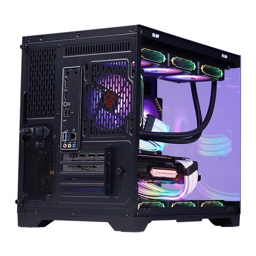 Wanjia Gu Yongzhi Schwarz Keine A-Säule + Prism RGB Sechs Lüfter + Fantasy 360 Wasserkühlung Sea View Room Case Desktop-Computer Hauptgehäuse M-ATX Motherboard/360 Wasserkühlung
