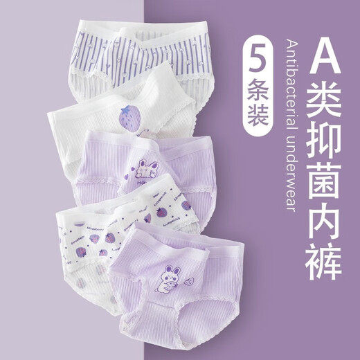NICKYBABY儿童内裤女不夹屁股女大童三角裤小女孩平角短裤抑菌透气四角裤 11153红格女孩 4条 120