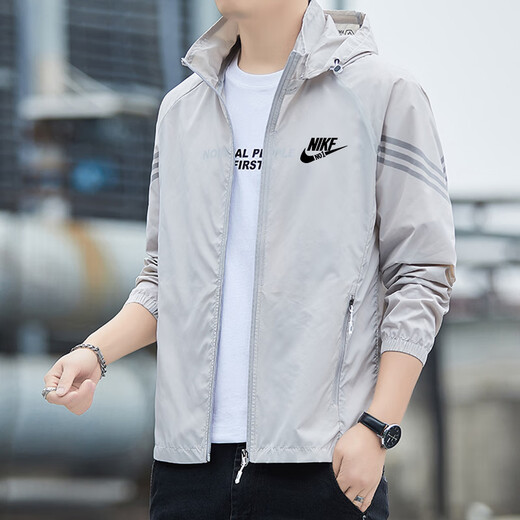 Sun protection clothing men's summer thin coat lightweight new breathable anti-UV ice silk fishing sun protection clothing men's quick-drying light gray thin XL