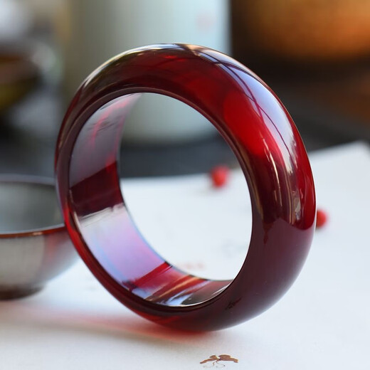 GOR Fat Donglai same style blood amber bracelet authentic amber old beeswax bracelet burgundy blood pool bracelet amber raw stone plus amber standard version 55-56mm